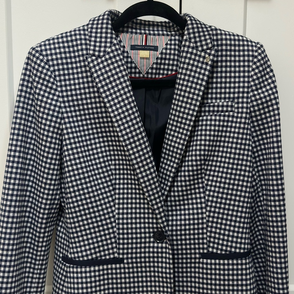 Navy & White Gingham women’s Blazer